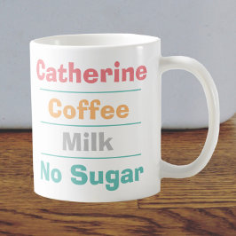 Taza De Café Elección de bebidas, leche y azúcar preferida en u