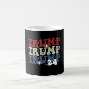 Taza De Café Elección Trump Retro Groovy Flor 24 2024
