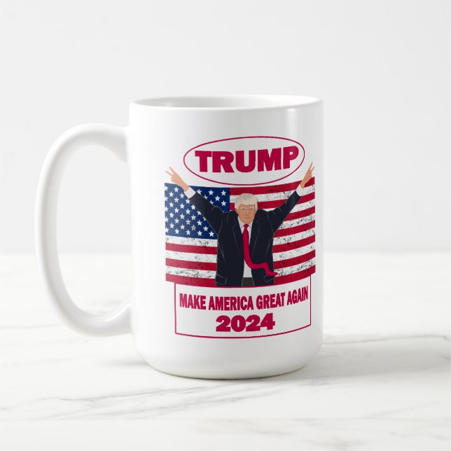 Taza De Café Elecciones de Bandera Americana 2024 de Trump Polí (Izquierda)