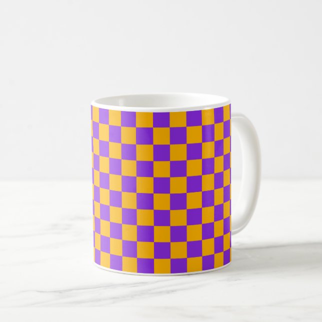 Taza De Café Electric Violet and Golden Amber Checkerboard (Anverso derecho)
