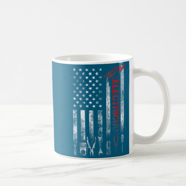 Taza De Café Electrician American Flag Funny Electricians Tools (Derecha)