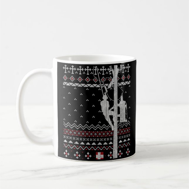 Taza De Café Electricidad de Lineworker Powerline Lineman Ugly  (Izquierda)