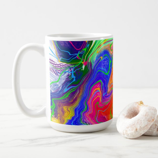 Taza De Café Electricidad Disco Balls Marble Fluid Art (Con donut)