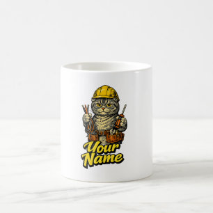 Taza De Café Electricista gato Scottish Fold lindo personalizad