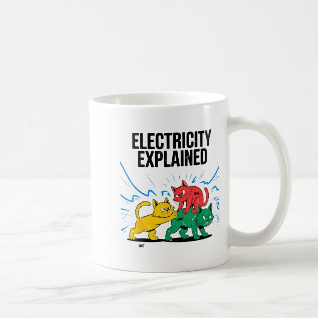 Taza De Café Electricity Explained Funny Cat Physics Humor Scie (Derecha)