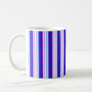 Taza De Café eléctrico retro a rayas azules y púrpura