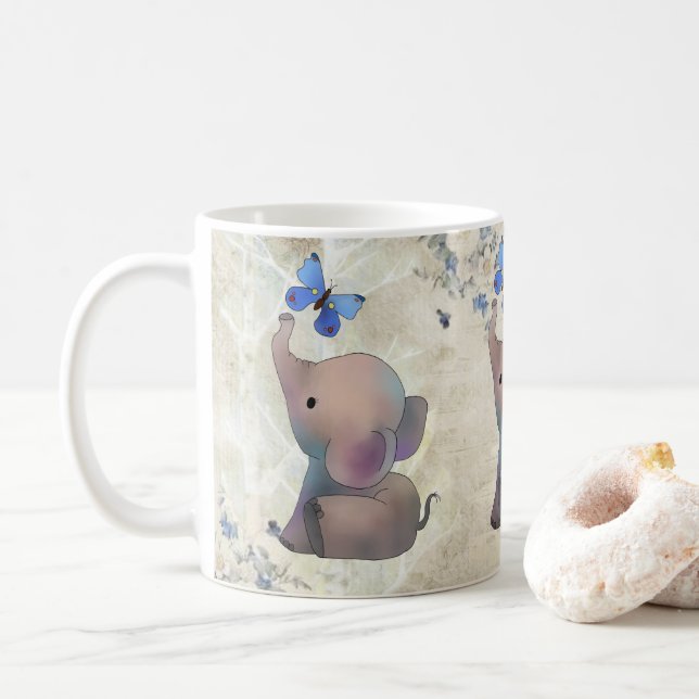 Taza De Café Elefant mit Schmetterling (Con donut)