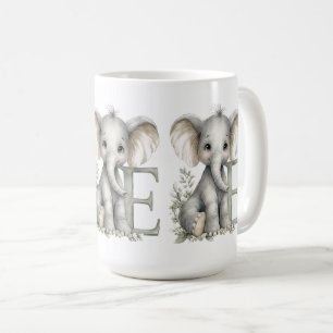 Taza De Café Elefante alfabeto de animales bebés en acuarela li
