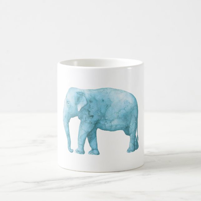 Taza De Café Elefante azul claro en acuarela (Centro)