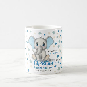 Taza De Café Elefante bebé con estadísticas de nacimientos de