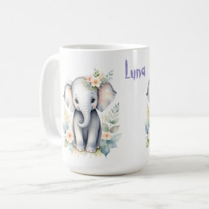 Taza De Café Elefante bebé floreciente