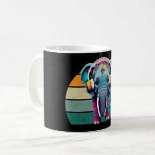 Taza De Café Elefante bebé lindo con audífonos