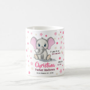 Taza De Café Elefante bebé lindo con estadísticas de natalida