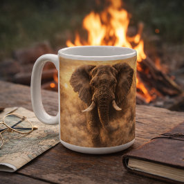 Taza De Café Elefante Cargando | Arte de Poder de la Vida Silve