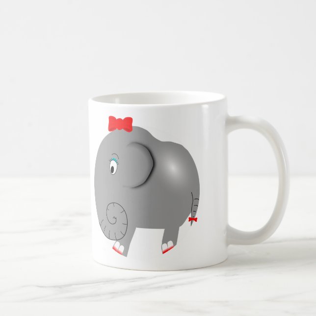 Taza De Café Elefante chica con tez de vaca roja (Derecha)