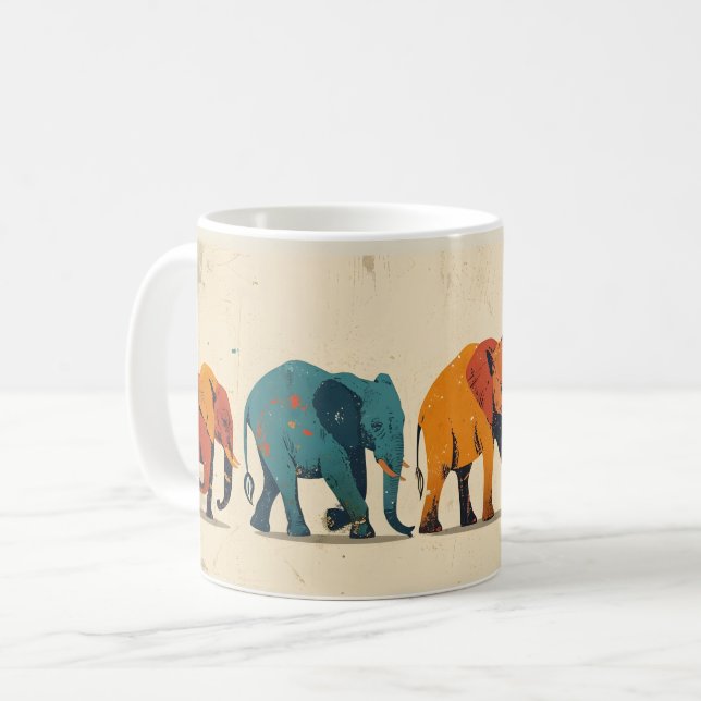 Taza De Café Elefante colorido (Anverso izquierdo)