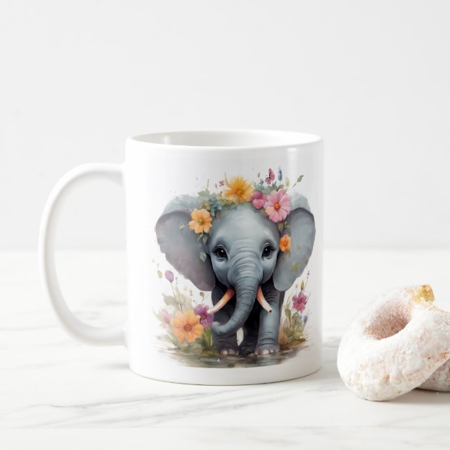 Taza De Café Elefante Cute- Mug (Con donut)