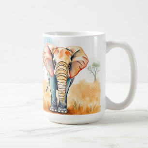 Taza De Café Elefante de acuarela adorable