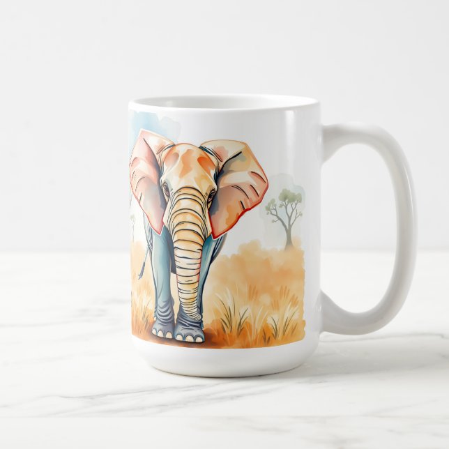 Taza De Café Elefante de acuarela adorable (Derecha)