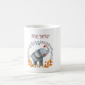 Taza De Café elefante de acuarela pintado lindo