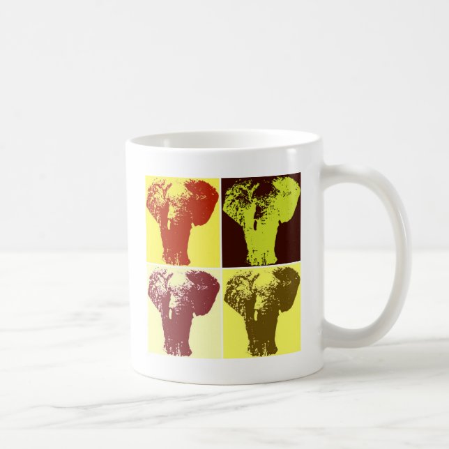 Taza De Café Elefante de arte pop (Derecha)