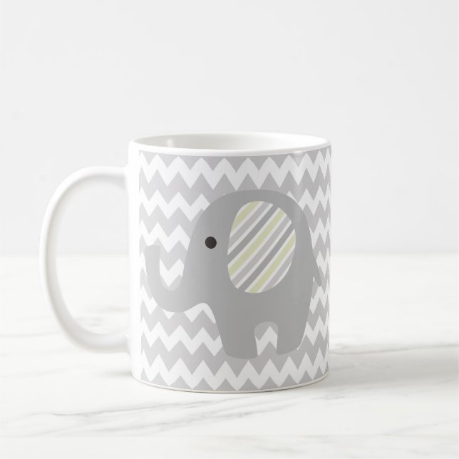 Taza De Café Elefante de encargo magnífico del neutral de Baby (Izquierda)