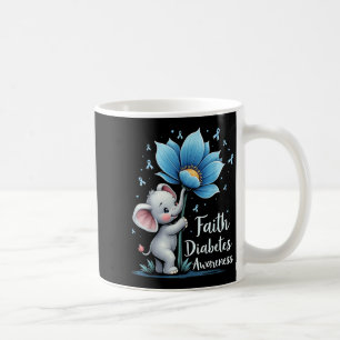 Taza De Café Elefante de fe baja Diabetes Sensibilización Retro