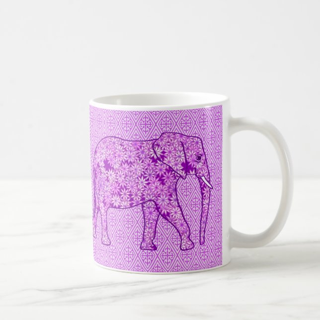 Taza De Café elefante de flores - ametismo morado (Derecha)