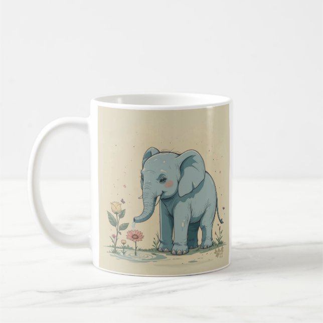 Taza De Café Elefante de Flores: el jardinero de la naturaleza (Izquierda)
