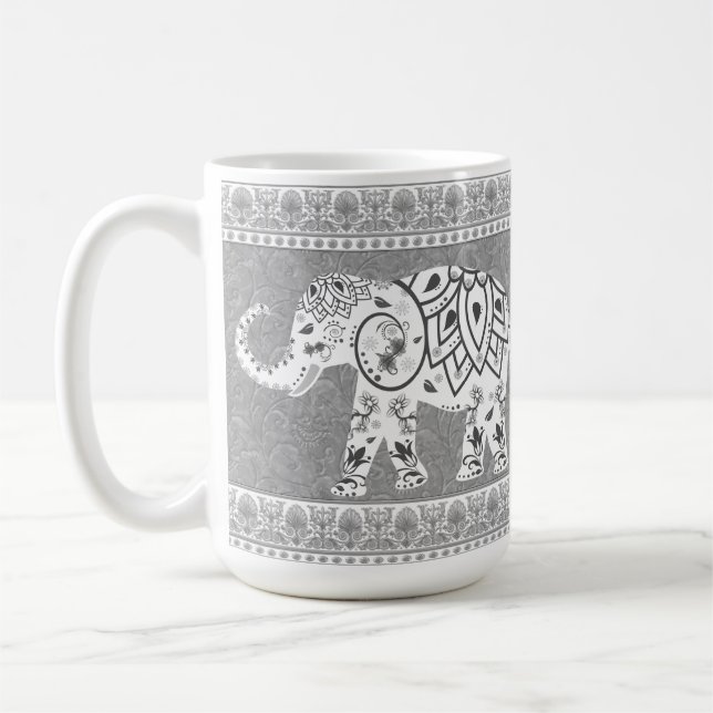 Taza De Café Elefante de Lotus Mandala decorativo (Izquierda)