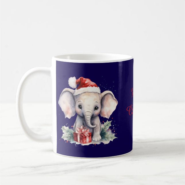 Taza De Café Elefante de Navidad Adorable (Izquierda)