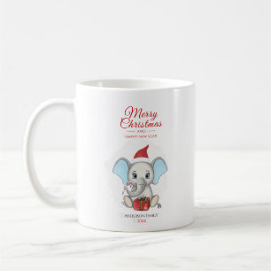 Taza De Café Elefante de Navidades Adorables Personalizado