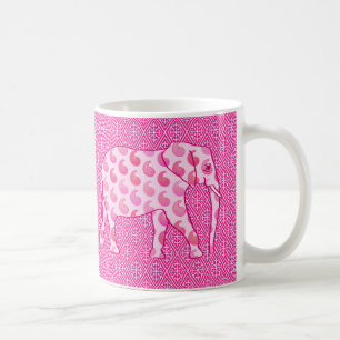 Taza De Café elefante de paisley - rosa hielo y fucsia