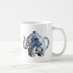 Taza De Café Elefante de porcelana azul Teapot