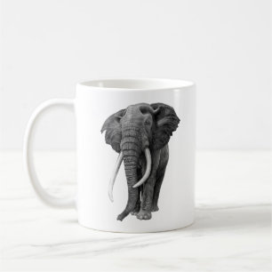 Taza De Café Elefante de toros - Dibujo a lápiz