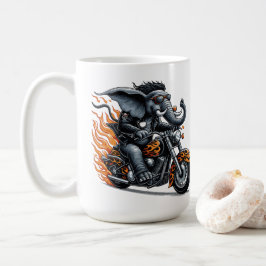 Taza De Café Elefante en motocicleta con llamas