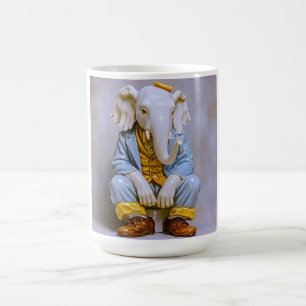 Taza De Café Elefante extravagante traje azul