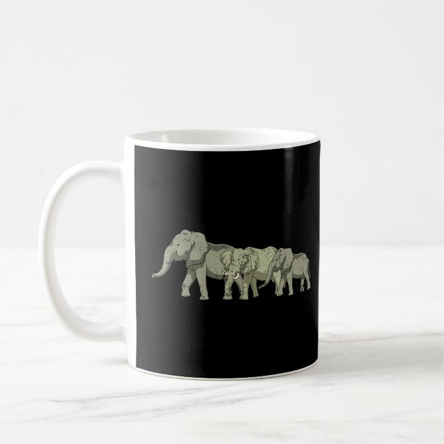 Taza De Café Elefante familiar de animales salvajes de África (Izquierda)