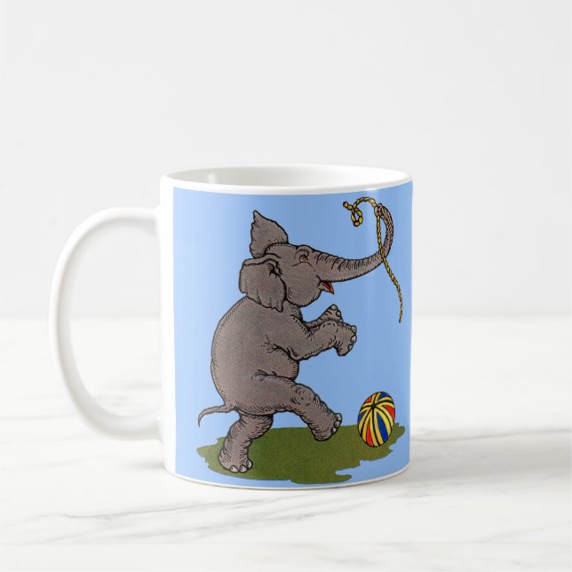 Taza De Café elefante feliz jugando con cuerda y bola (Izquierda)
