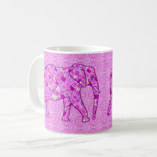 Taza De Café Elefante flor - orquídea y magenta