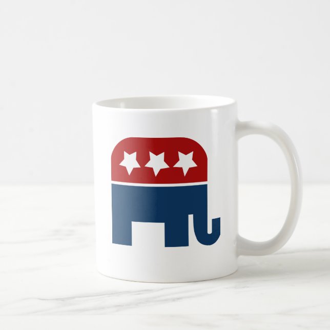 Taza De Café elefante GOP Diseño republicano con logotipo (Derecha)