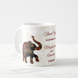 Taza De Café Elefante indio de origen personalizado de la boda 