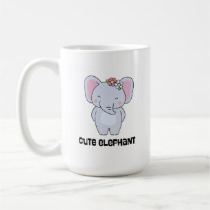 Taza De Café Elefante lindo con banda de flor