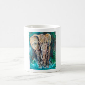 Taza De Café Elefante Majestuoso en Acuarela