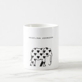 Taza De Café Elefante, nombre mínimo del patrón blanco y negro