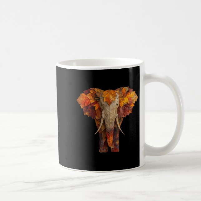 Taza De Café Elefante otoño deja arte artístico animal en caída (Derecha)