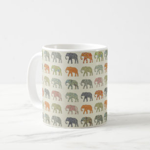 Taza De Café Elefante Patrón de Animal Colorido Contemporáneo