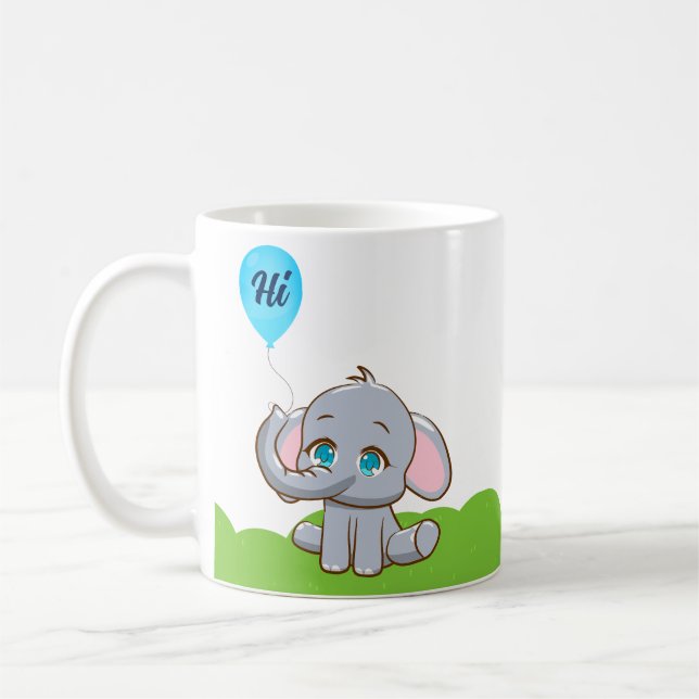 Taza De Café elefante personalizado lindo Café Mug (Izquierda)