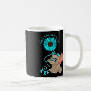 Taza De Café Elefante Poliquístico Enfermedad Renal Verde azula