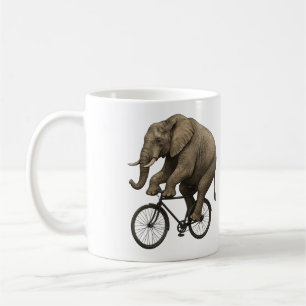 Taza De Café Elefante realista en bicicleta - Gracioso diseño a